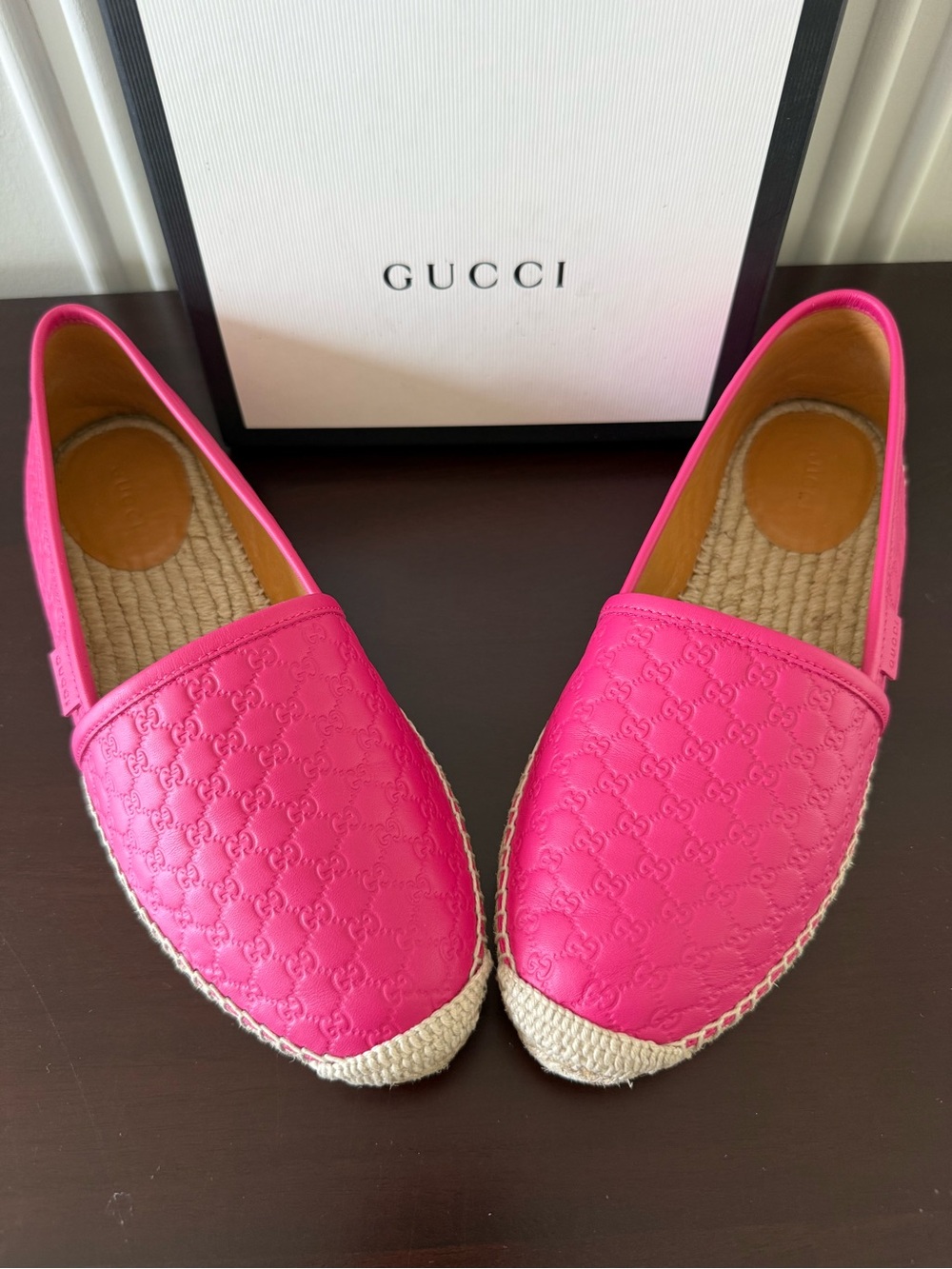 GUCCI Microguccisimia Hot Pink Leather Espadrilles